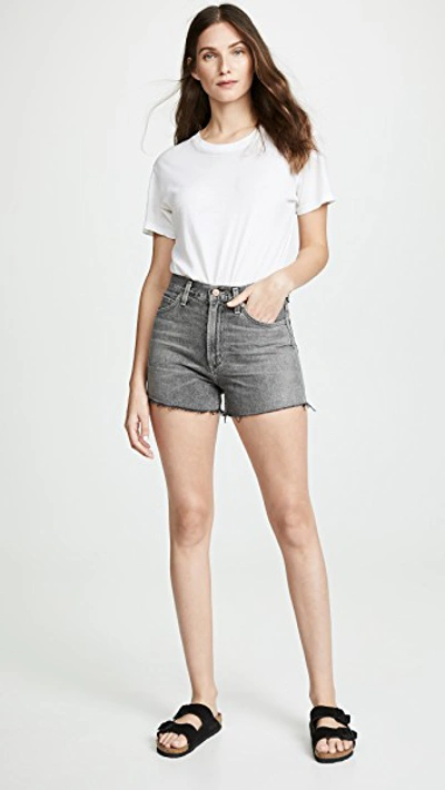Shop Citizens Of Humanity Kristen High Rise Shorts In Smoke