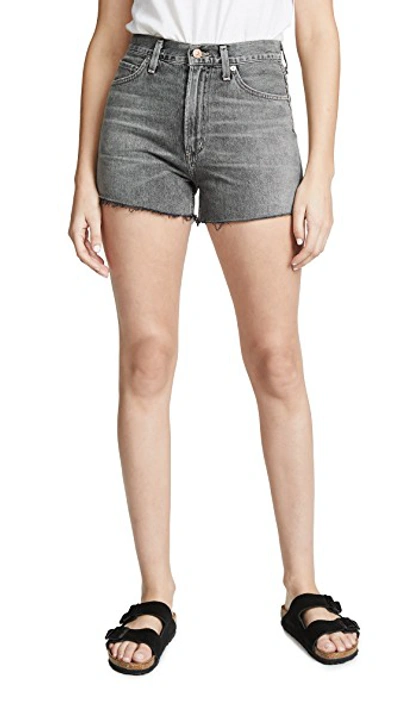 Shop Citizens Of Humanity Kristen High Rise Shorts In Smoke