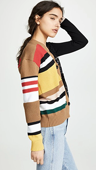 Shop N°21 Patterned Mixed Cardigan In Multi
