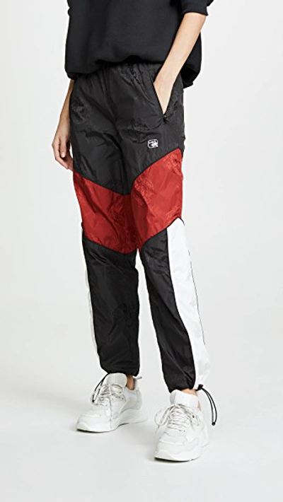 Shop Alexander Wang Winbreaker Track Pants With Elastic Waistband In Black/white/red