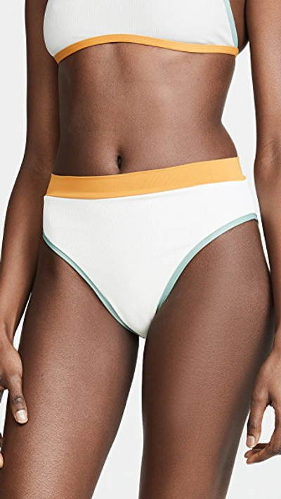 Shop L*space Frenchi Bikini Bottoms In Cream/bronze/reef Green