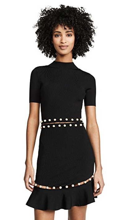 Shop Alice And Olivia Evelyn Fit & Flare Dress In Black