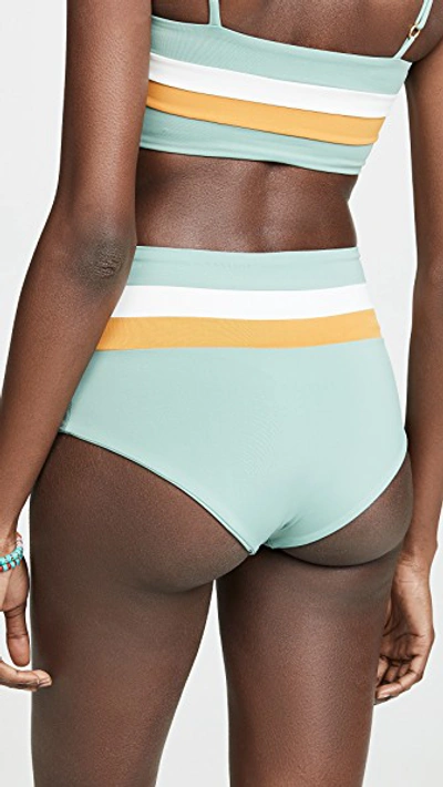 Shop L*space Portia Stripe Reversible Bikini Bottoms In Cream/bronze/reef Green