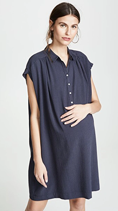 Shop Hatch The Louise Dress In Navy Gingham