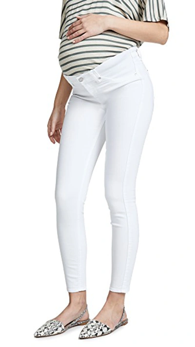 Shop 7 For All Mankind Ankle Skinny Maternity Jeans With Faux Front Pockets In Clean White