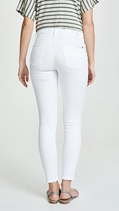 Shop 7 For All Mankind Ankle Skinny Maternity Jeans With Faux Front Pockets In Clean White