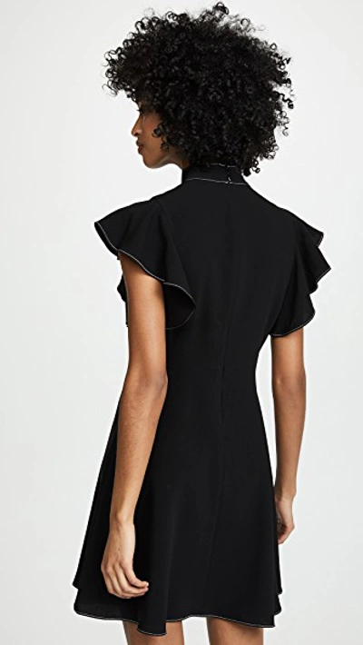 Shop Cinq À Sept Topstitch Reiko Dress In Black/ivory