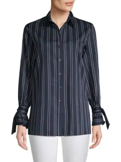 Shop Supply & Demand Dorian Striped Cotton Shirt In Navy