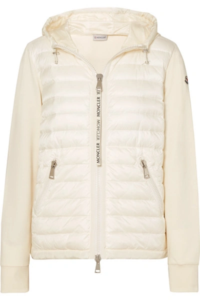 Shop Moncler Hooded Quilted Shell And Cotton-jersey Down Jacket In White