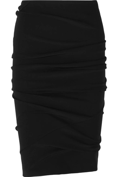 Shop Tom Ford Ruched Stretch-jersey Skirt In Black