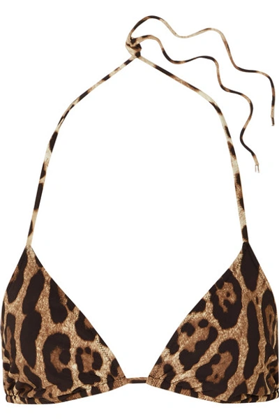 Shop Dolce & Gabbana Leopard-print Triangle Bikini Top In Leopard Print