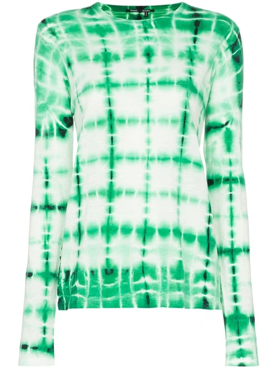 Shop Proenza Schouler Tie Dye Long Sleeved Cotton T-shirt - Green