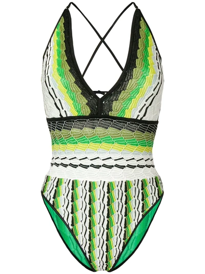 Shop Missoni Mare Knitted Style Swimsuit - White
