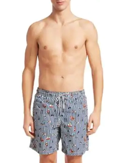 Shop Saks Fifth Avenue Collection Nautical Swim Shorts In Navy