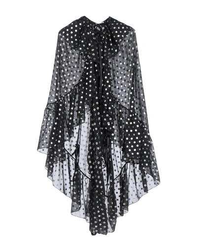 Shop Saint Laurent Woman Capes & Ponchos Black Size 4 Silk, Metallic Fiber