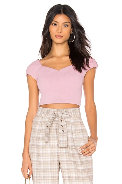Shop Joa J.o.a. Short Puff Sleeve Crop Top In Lavender. In Lilac
