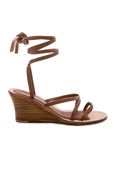 Shop Cornetti Caminia Wedge Sandal In Brown Calfskin