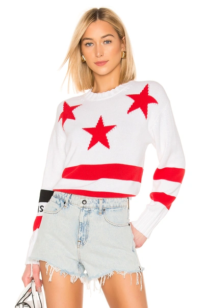 Shop Msgm Star Sweater In Black & White