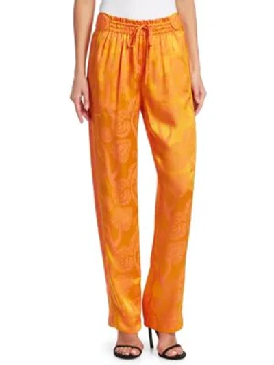 Shop Peter Pilotto Satin Jacquard Trousers In Orange