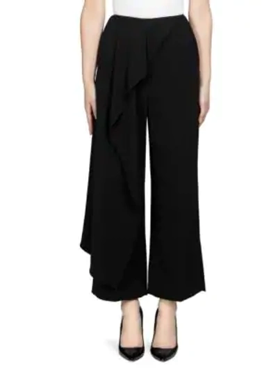 Shop Roland Mouret Griffith Cascading Overlay Trousers In Black