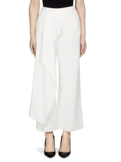 Shop Roland Mouret Griffith Cascading Overlay Trousers In White