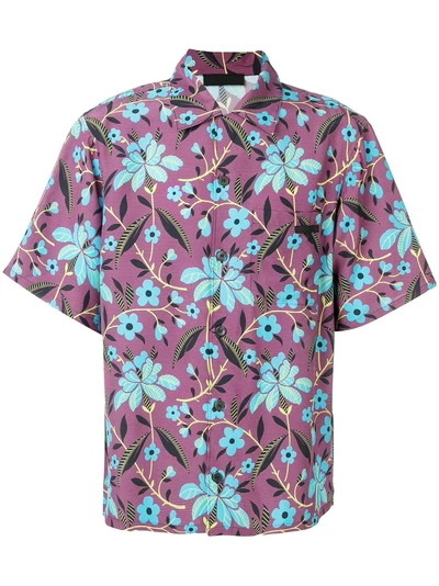 Shop Prada Loose Floral-print Shirt - Purple
