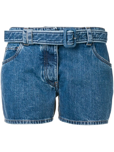 Shop Prada Denim Short Shorts - Blue