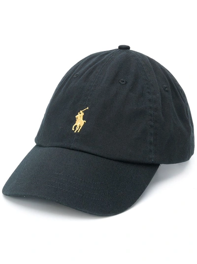 Shop Polo Ralph Lauren Logo Embroidered Cap In Black