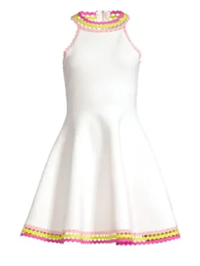 Shop Milly Diamond-cut Flare Dress In White Multi