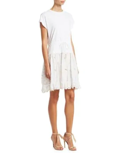 Shop See By Chloé Butterfly Sleeve Cutout Dress In White Powder