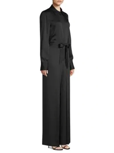 Shop Lafayette 148 Skyline Front-tie Carlisle Cloth Jumpsuit In Black