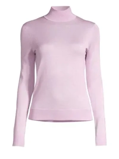 Shop Theory Foundation Knit Turtleneck Sweater In Pink Lilac