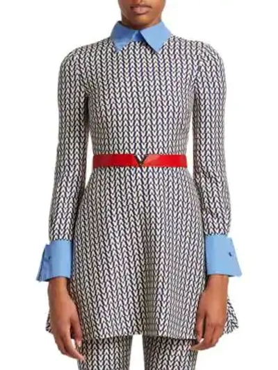Shop Valentino Optical Long Sleeve Top In Almond Pure Blue