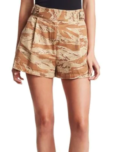 Shop Rachel Comey Camo Cotton Roam High-rise Shorts In Beige