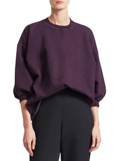 Shop Rachel Comey Mingle Raw Collar Drop Sleeve Sweatshirt In Purple