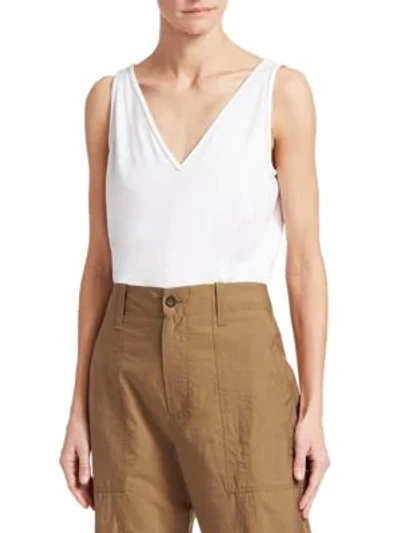 Shop Brunello Cucinelli Relaxed V-neck Tank Top In White