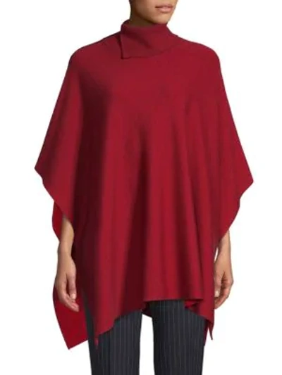 Hugo Boss Leandra Wool Turtleneck Poncho In Dark Red | ModeSens