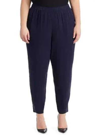 Shop Eileen Fisher System Slouchy Silk Ankle Pants In Midnight