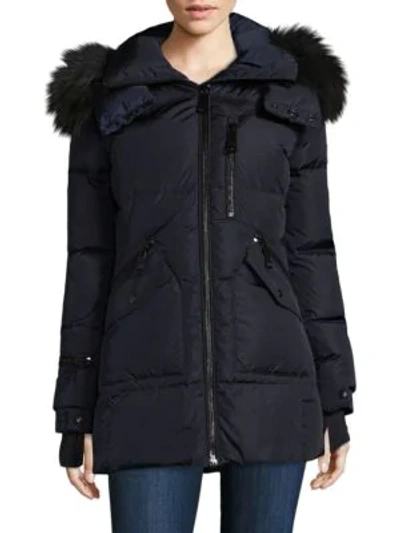 Shop Sam. Cruiser Fur Trimmed Down Jacket In Navy Charcoal