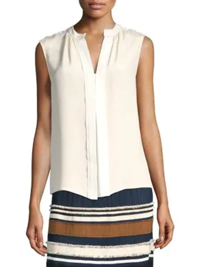 Shop Derek Lam Women's Silk Colorblock Blouse In Muslin Ivory