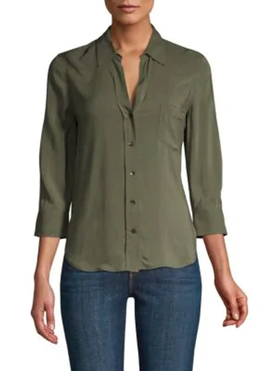 Shop L Agence Ryan Three-quarter Sleeve Blouse In French Moss