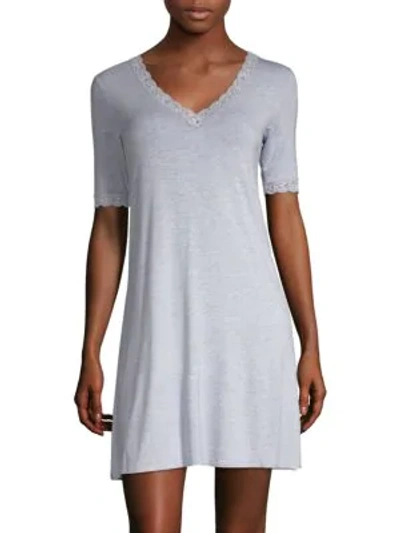 Shop Natori Women's Feathers Essential Sleepshirt In Heather Blue