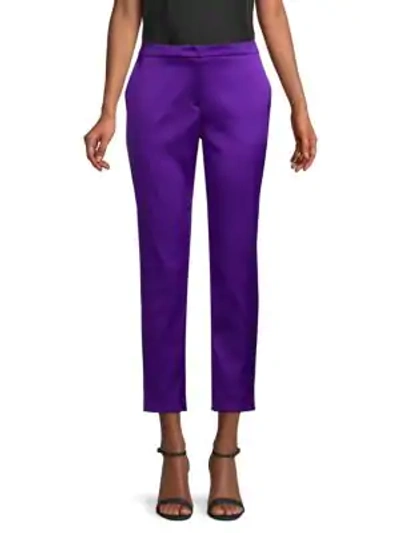 Shop Escada Duchess Satin Ankle Pants In Purple