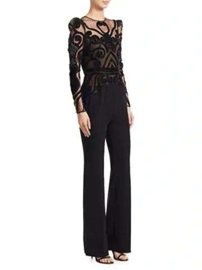 Shop Zuhair Murad Bead Embroidery Jumpsuit In Black