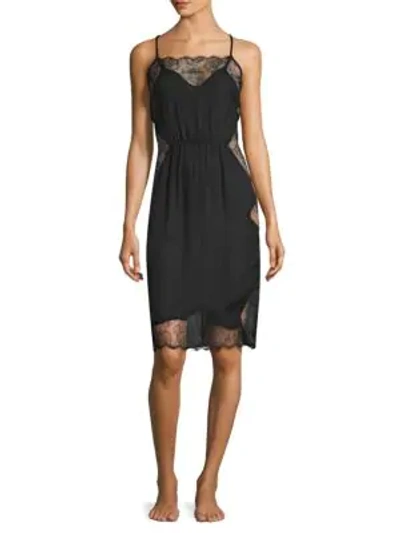 Shop Fleur Du Mal Women's Rose Lace Tea-length Appliqué Slip In Black