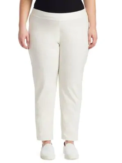 Shop Eileen Fisher System Slim Stretch-crepe Ankle Pants In Bone