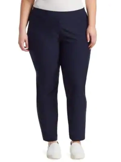 Shop Eileen Fisher System Slim Stretch-crepe Ankle Pants In Midnight