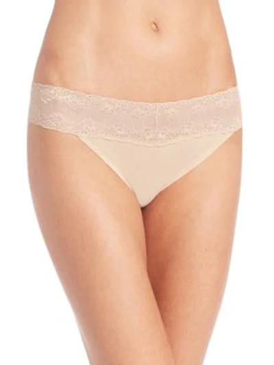 Shop Natori Bliss Perfection One-size Thong In Cafe