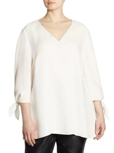 Shop Lafayette 148 Kenna Silk Blouse In Cloud