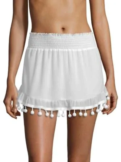 Shop Ramy Brook Women's Stevie Pompom Trim Mini Skirt In White